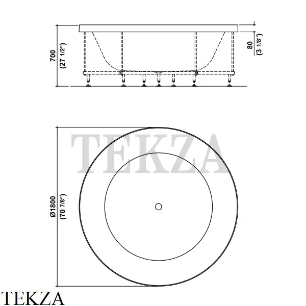KOS GEO 180 Ванна встраиваемая из метакрилата 1G1AA, белый глянец