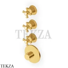 Zucchetti Delfi Термостат для душа, 3 выхода, внешняя часть Z46661.C41, brushed gold