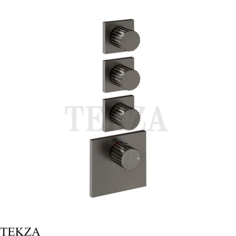 Gessi Incastri Термостат для душа 3 потока, внешняя часть 75306-707, black хром Brush