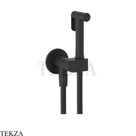 Gessi Гигиенический душ с запорным узлом, выводом воды и держателем 45126-299, черный матовый