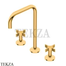 Ritmonio Diametro35 Cross Смеситель для раковины, без гарнитура PR53AE201 DOR, Gold глянец