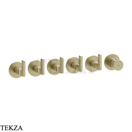 Gessi INCISO SHOWER Термостатический смеситель, 5 потоков, внешняя часть 58340-727, Brushed Brass PVD