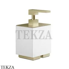 Gessi Rettangolo Дозатор настольный для жидкого мыла или лосьона, белый 20837-727, Brushed Brass