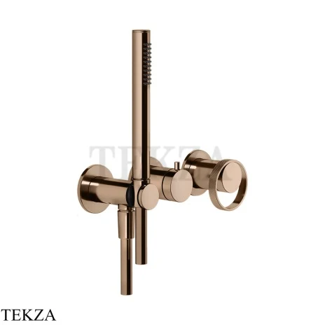 Gessi ANELLO Смеситель для душа на 2 потока, с гарнитуром, внешняя часть 63345-030, Copper PVD