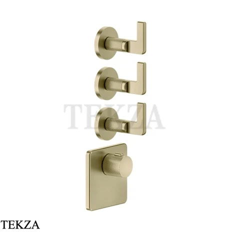 Gessi INCISO WELLNESS Термостат 3 выхода, внешняя часть 58216-727, Brushed Brass PVD