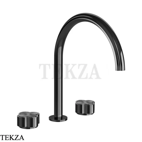 Gessi Ludovica Смеситель для раковины высокий crystals, без гарнитуры 76316-706, black хром глянец