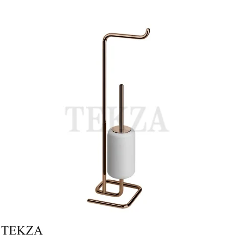 Gessi Goccia Стойка с держателем для туалетной бумаги и ершиком 38067-030, Copper PVD