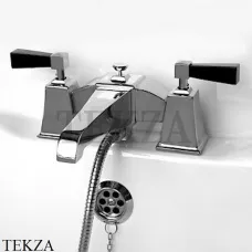 Devon&Devon VIP TIME Смеситель на борт ванны, ручки черный матовый 3VPTIME233BCRNE, хром глянец