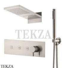 Boheme FUSION Смеситель для душа, 3 потока, верхний душ, гарнитур 130-NB, Nikel Brush