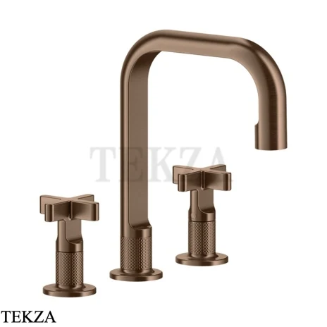 Gessi INCISO+ Смеситель для раковины, 3 отверстия, средний, без гарнитура 58114-708, Copper Brushed PVD