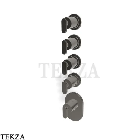 FIMA Carlo Frattini Park Line Термостат для ванны и душа, 4 потока, внешняя часть F1353X4CN, black chrome