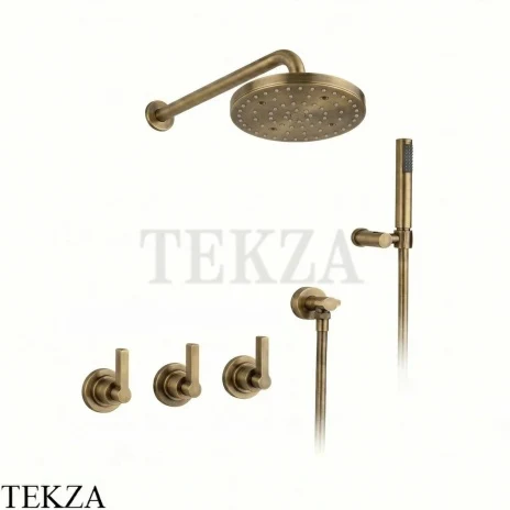 Nicolazzi Mac Kinley 05 Душевой комплект, смеситель, верхний душ, ручной душ 2233EXTOG29, Raw Brass