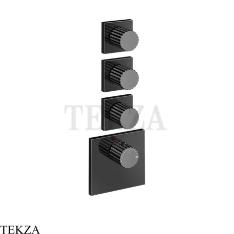 Gessi Incastri Термостат для душа 3 потока, внешняя часть 75306-706, black хром глянец