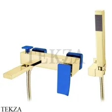 Boheme Q.2 Смеситель для ванны настенный, с гарнитуром 143-GUV.2, Золото-синий