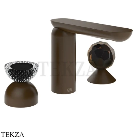 Gessi Perle Смеситель для раковины на 3 отв., без гарнитура 74728-845, бронза Dark Brush