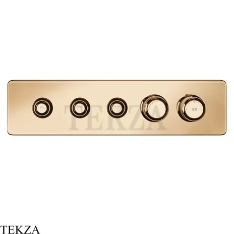 Gessi VENTI20 Термостатический смеситель на 3 потока с кнопками, внешняя часть 65224-735, Warm Bronze PVD