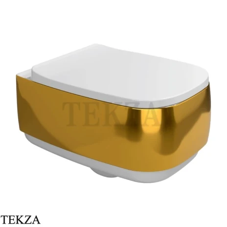 Flaminia Flag унитаз подвесной GoClean чаша без ободка FG118GOR, золото Metal Gold / белый глянец