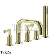 Gessi INCISO Смеситель на борт ванны с изливом, гарнитуром 58040-710, Brass PVD