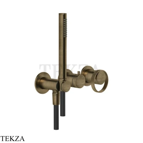 Gessi ANELLO Смеситель для душа на 2 потока, с гарнитуром, внешняя часть 63345-713, Antique Brass