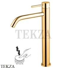 FIMA Carlo Frattini Spillo UP Смеситель для раковины, высокий XS, с донным клапаном F3031/HXSOR, золото глянец