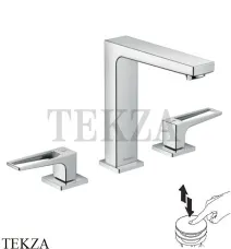 Hansgrohe Metropol Смеситель для раковины 160, с рукояткой-петлей, с донным Push-Open 74515000, хром глянец