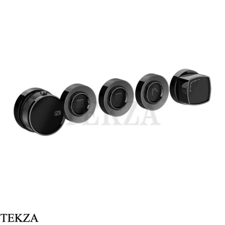 Gessi Jacqueline Термостат для душа на 3 потока, внешняя часть 77136-706, black хром глянец