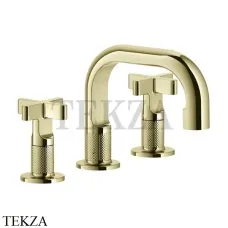 Gessi INCISO+ Смеситель для раковины на 3 отверстия, с донным клапаном 58111-710, Brass PVD