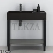 CIELO Plinio 85 Консоль с керамической раковиной и полкой, Lavagna-черный