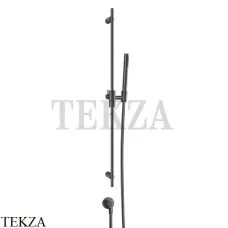 Gessi Habito UNITO Штанга в комплекте с душевой лейкой и выводом воды 70042-707, Black Metal Brushed