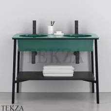 CIELO CATINO DOPPIO Консоль с двойной керамической раковиной, Smeraldo-черный
