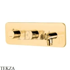 Bossini Teo Термостат для душа 2 потока с держателем, комплект Z005350.021, Золото глянец