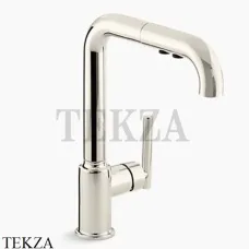 Kohler PURIST Смеситель для кухни с душем, 2 типа струи K-7505-SN, яркий полированный никель