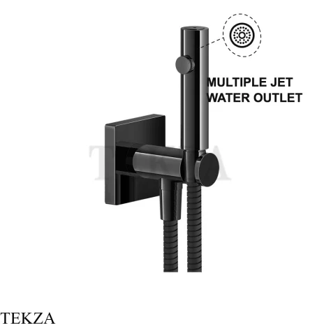 Gessi RILIEVO Гигиенический душ с держателем и выводом воды 59153-706, black хром глянец