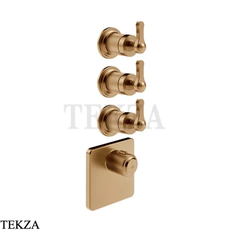 Gessi VENTI20 Термостат для душа, 3 потока, внешняя часть 65206-726, Warm Steel Br. PVD