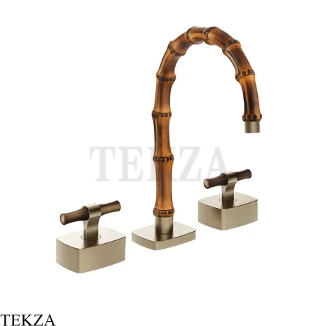 Gessi Jacqueline Смеситель для раковины на 3 отв., без донного клапана 77213-149, нерж. сталь Brush / никель Brushed