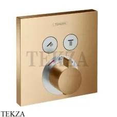 Hansgrohe ShowerSelect Термостат для душа на 2 потребителя, квадрат, внешняя часть 15763140, Brushed Bronze