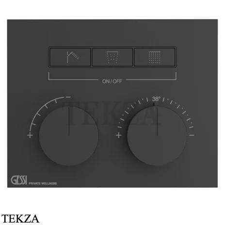 Gessi HI-FI Термостатический смеситель на 3 потока, внешняя часть 63006-299, черный матовый