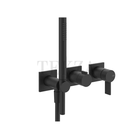 Gessi Inverso Diamantato Смеситель для душа, 2 потока, с гарнитуром, внешняя часть 73636-299, Matte Black
