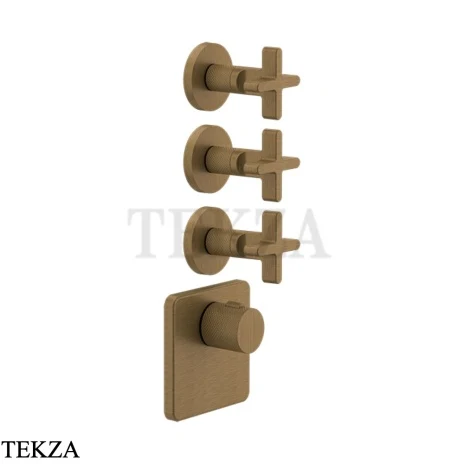 Gessi INCISO WELLNESS Термостат 3 выхода, внешняя часть 58346-713, Antique Brass