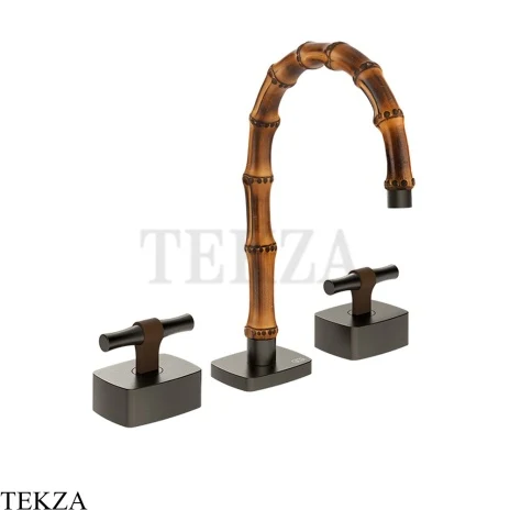 Gessi Jacqueline Смеситель для раковины на 3 отв., без донного клапана 77013-707, black хром Brush