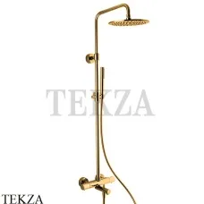 FIMA Carlo Frattini Душевая колонна с термостатом и изливом, верхний душ 250 F4284/R253OR, золото глянец