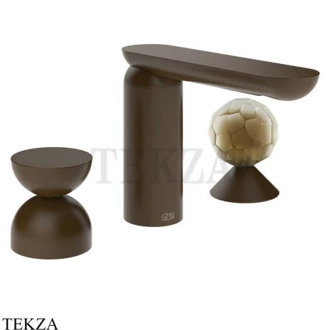 Gessi Perle Смеситель для раковины на 3 отв., без гарнитура 74948-845, бронза Dark Brush