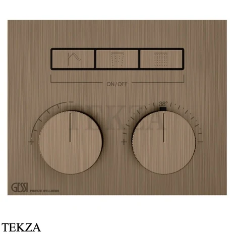 Gessi HI-FI Термостатический смеситель на 3 потока, внешняя часть 63006-761, бронза Coffee