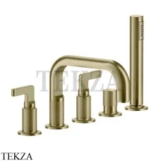 Gessi INCISO Смеситель на борт ванны с изливом, гарнитуром 58040-727, Brushed Brass