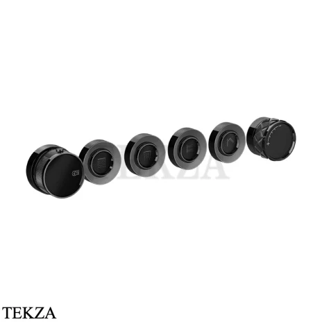 Gessi Pelle Tresse Термостат для душа на 4 потока, внешняя часть, 78238-439, Nero/ Black Metal PVD