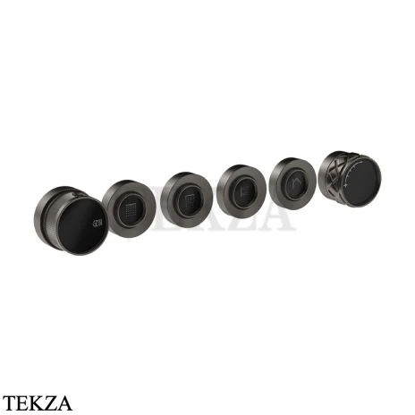 Gessi Pelle Tresse Термостат для душа на 4 потока, внешняя часть, 78138-707, Black Metal Brushed PVD