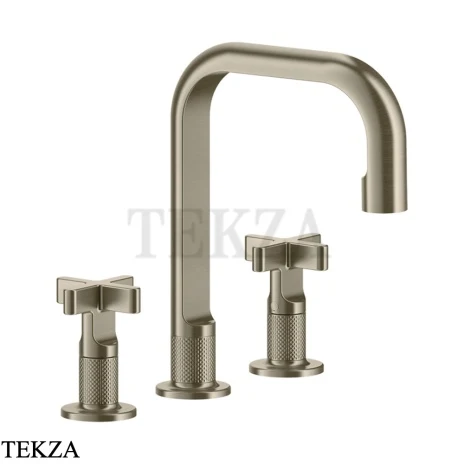 Gessi INCISO+ Смеситель для раковины, 3 отверстия, средний, без гарнитура 58114-149, Finox Brushed Nickel