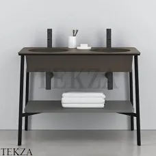 CIELO CATINO DOPPIO Консоль с двойной керамической раковиной, Fango-черный