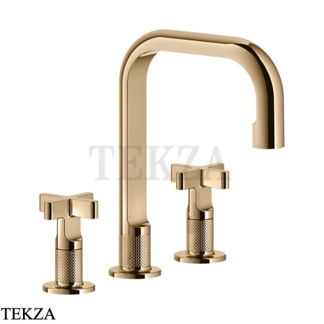 Gessi INCISO+ Смеситель для раковины, 3 отверстия, средний, без гарнитура 58114-735, Warm Bronze PVD