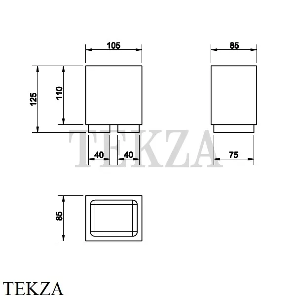 Gessi Rettangolo Стакан настольный, композит белый 20831-707, Black Metal Brushed